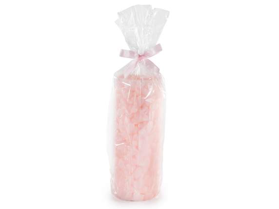 Colourful candle with embossed heart surface