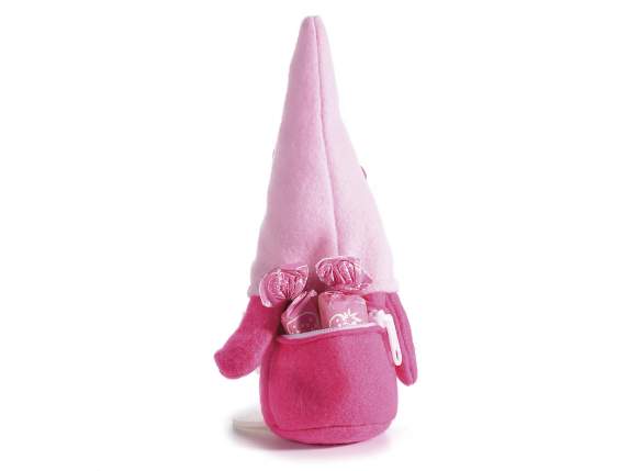 Gnome in love in cloth with zipper for sweets