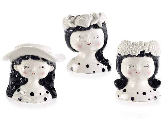 Decorative porcelain vase - make-up holder with a womans fa