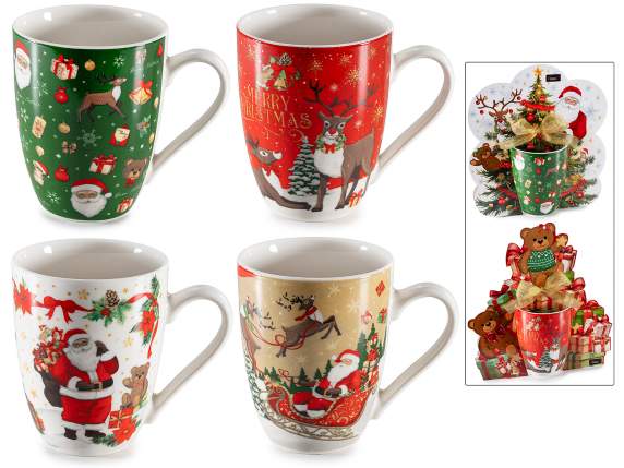 300 ml porcelain mug with vintage Christmas decoration