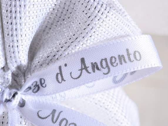 Fabric bag 25 years together satin bow and tie