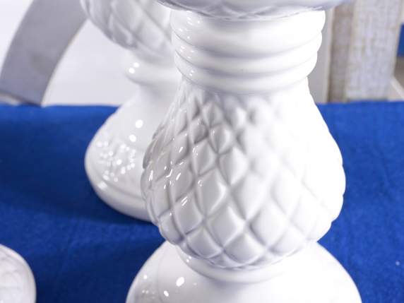 Set of 3 candle holders in polished porcelain