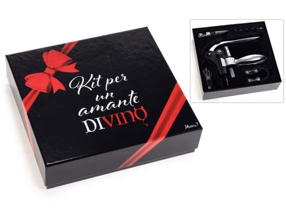 Gift box with 4 sommelier accessories for wine