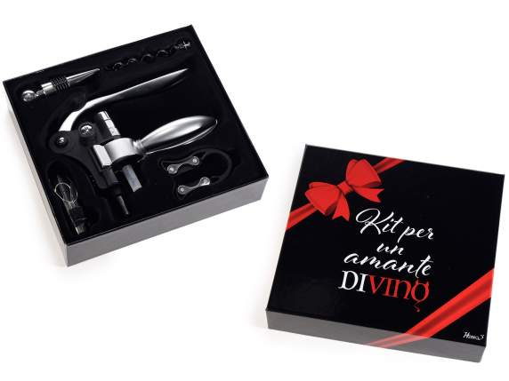 Gift box with 4 sommelier accessories for wine