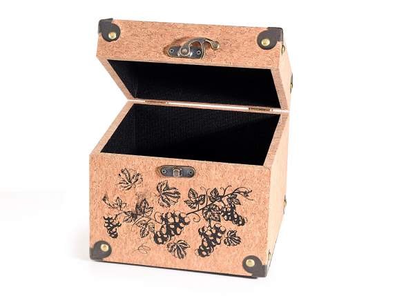 Set of 2 cork-effect wooden trunks with metal inserts