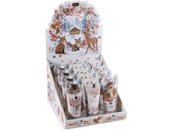 60 ml hand cream with gold cap and snow animal print