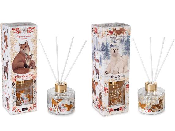 100ml glass room fragrance diffuser with print and stick