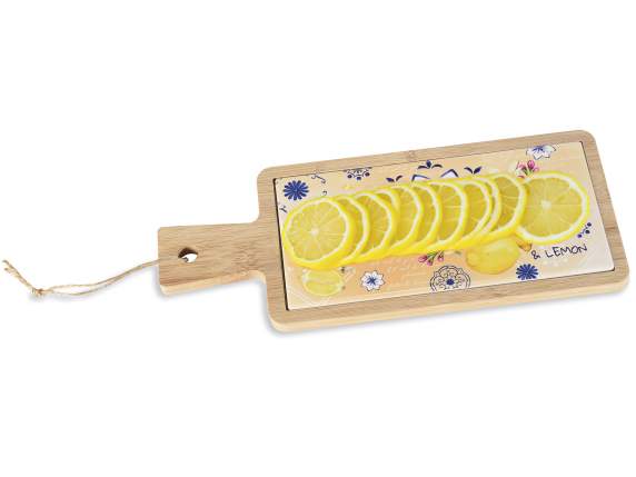 Wooden and ceramic cutting board Cocktail Party w-cord on