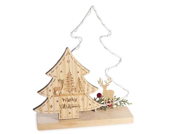 Wooden and metal Christmas tree decoration with LED lights