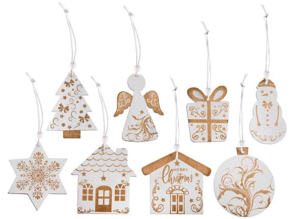 Display of 144 wooden decorations to hang