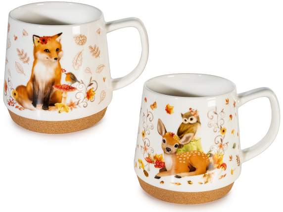 500ml decorated porcelain mug with cork base