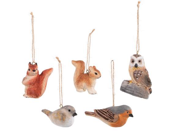 Hanging colorful wooden forest animal