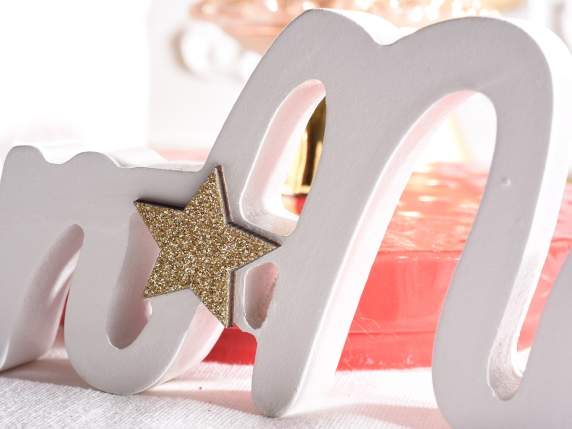 Written BuonNatale in wood with tree and gold glitter star