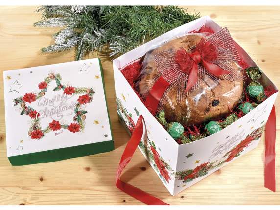 Christmas paper box with lid and bow