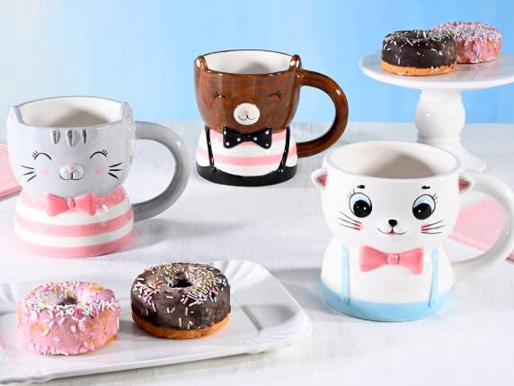 Ceramic mug 430 ml animal with embossed ears