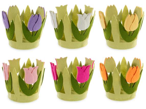Cloth basket with colorful tulips
