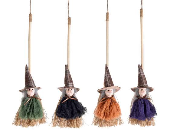 Befana witch hanging broom