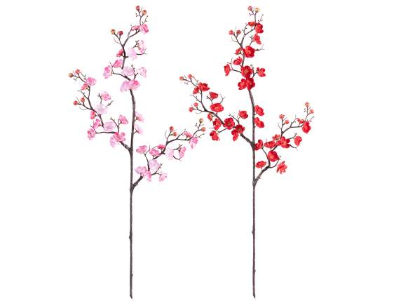 Artificial cherry blossom branch made of fabric