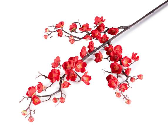 Artificial cherry blossom branch made of fabric