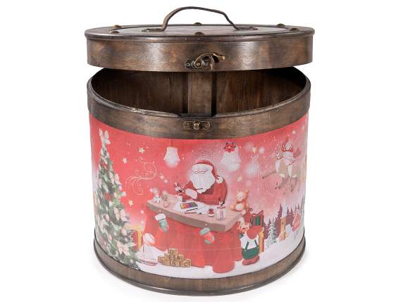 Set of 2 wooden hat boxes with Christmas decorations
