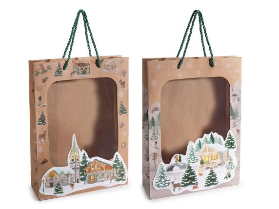 Large Christmas Kraft Paper Bag - Envelope with Window