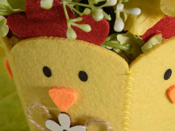 Chick-Carrot Cloth Bucket with Bow and Handle