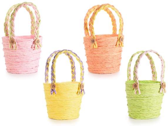 Paper basket with two-tone handle and buttons