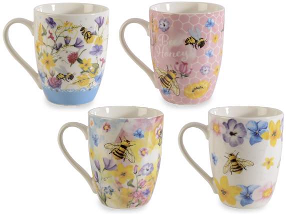 Porcelain cup with Bee Honey decoration in gift box