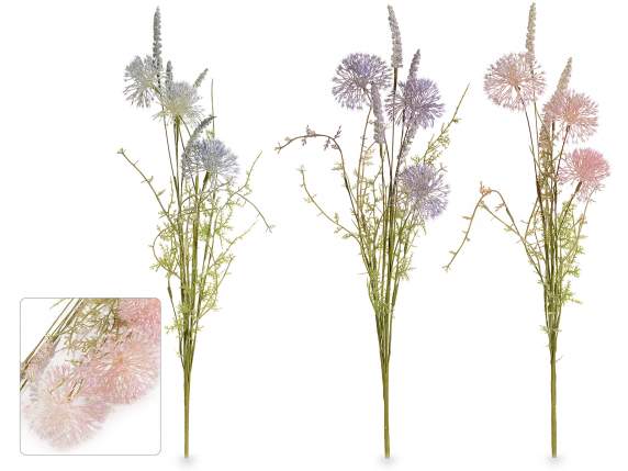 Bunch of artificial flowers dandelions and wild ear