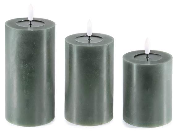 Set of 3 electronic wax candles with fixed LED flame