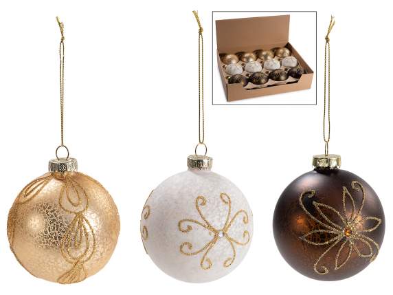 Glass ball worked with decorations to hang