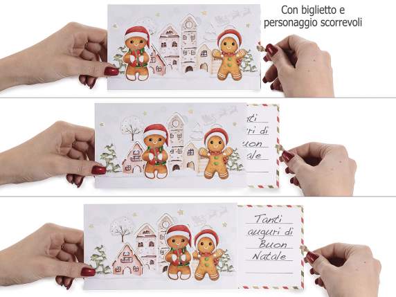 Sliding Christmas Greeting Card with Envelope