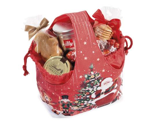 Canvas basket bag with built-in bag and handle