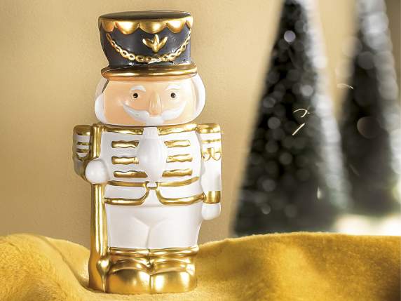 Ceramic Nutcracker Jar with Gold Details