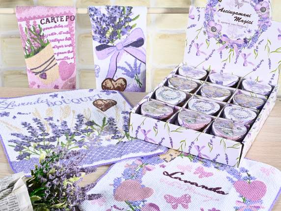 Mini magic cotton towel with lavender print