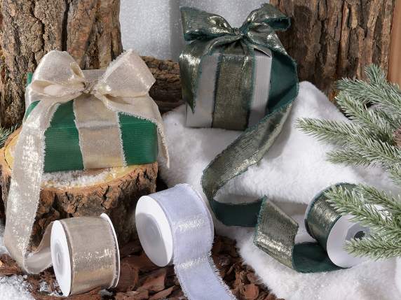 38mm metallic effect fabric ribbon