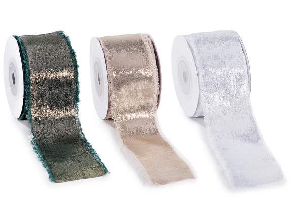 38mm metallic effect fabric ribbon