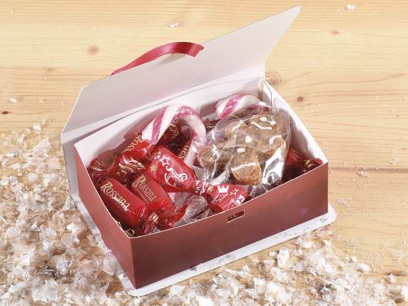 Christmas paper book box with closing ribbon