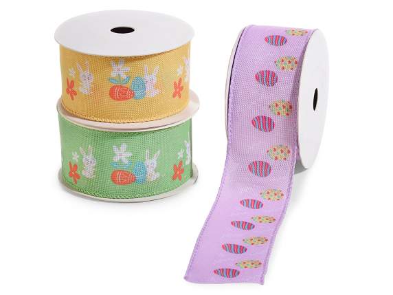 Fabric ribbon with Easter prints w-mouldable edge