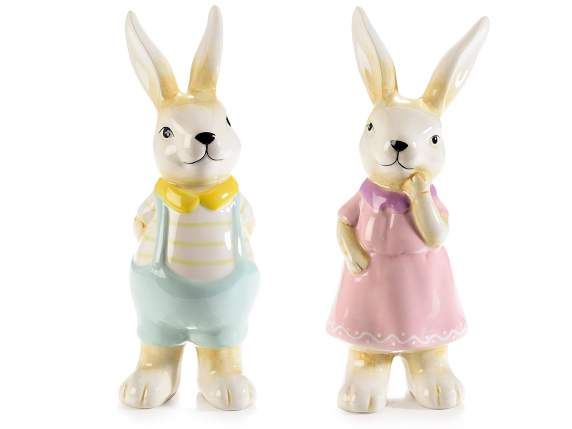 Easter bunny in colored ceramic to stand on