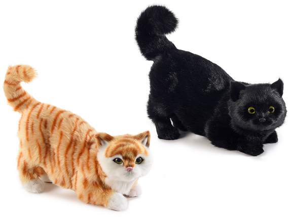 Decorative cat in faux fur
