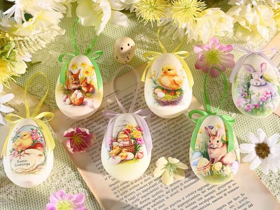 Plastic Easter egg with string and bow to hang
