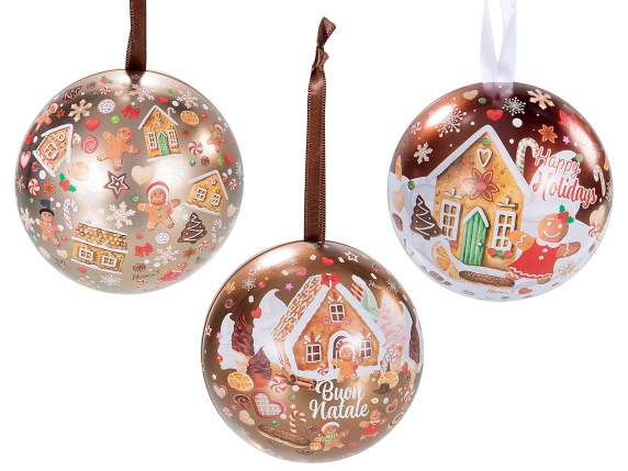 Openable metal food Christmas ball to hang