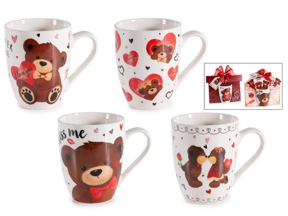 300 ml porcelain mug with teddy bear decorations