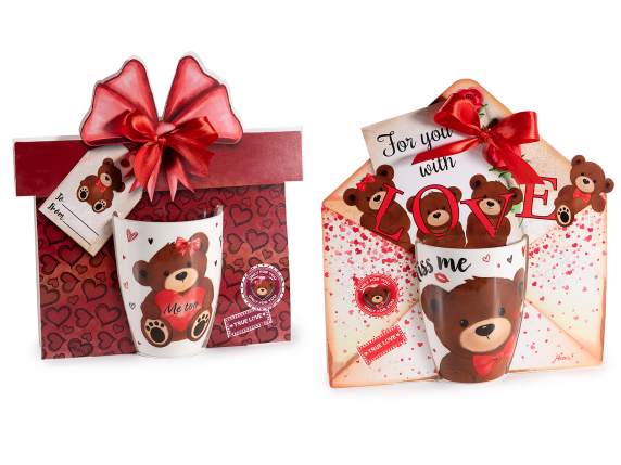 300 ml porcelain mug with teddy bear decorations