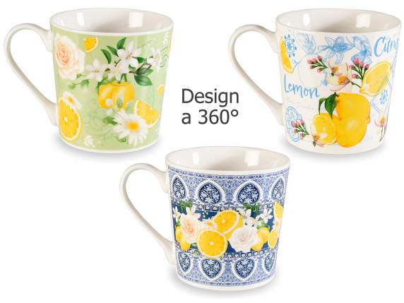Porcelain mug with Mediterranean Citrus decoration