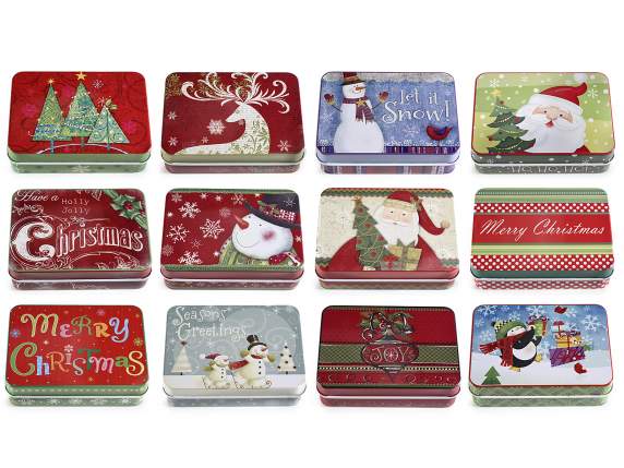Metal box with Christmas decorations
