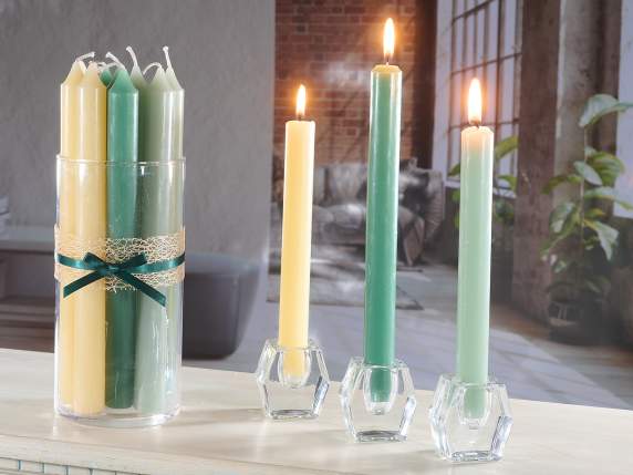 Box of 48 colored stem candles with pastel colors