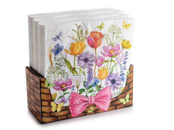 Pack of 20 paper napkins with floral decorations