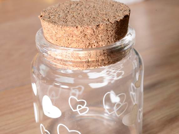Test tube for confetti with white hearts and cork stopper